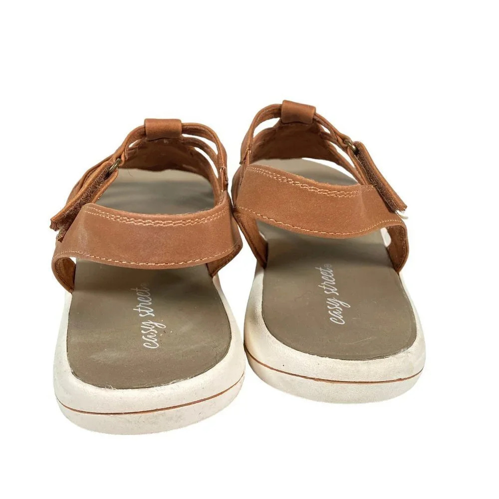 Easy Street Gemi Flat Tan Strappy Sandals, Size 10‎ Medium, New with Box - Picture 4 of 11